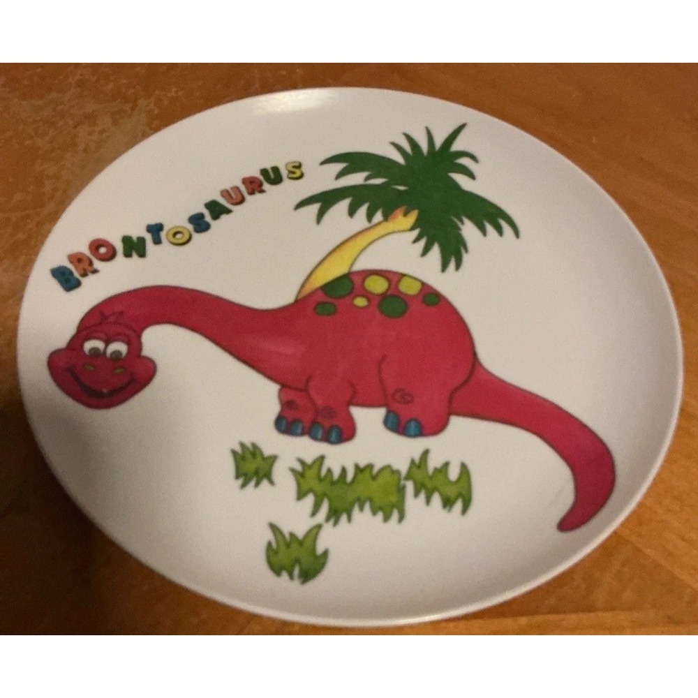 Vintage Kids Melamine Brontosaurus Dinosaur Plate